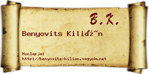 Benyovits Kilián névjegykártya